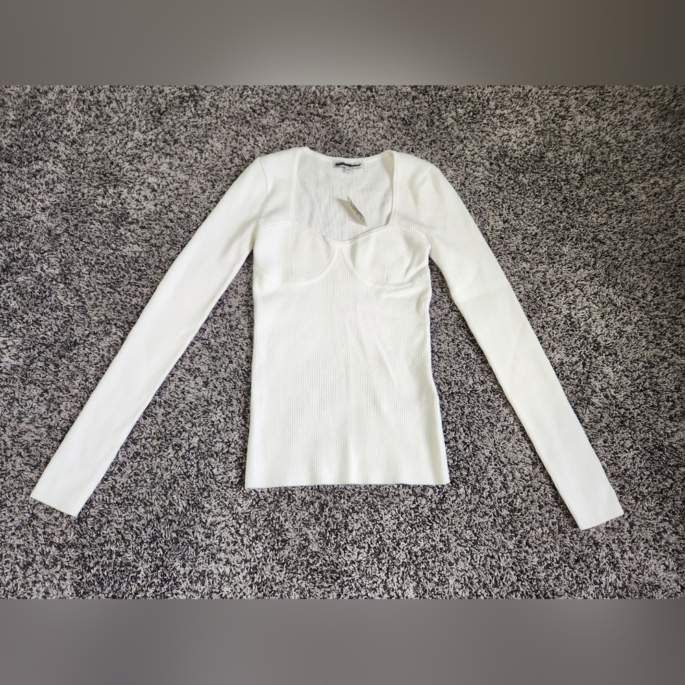 Madewell White Signature Rib Sweater Size XXS NWT